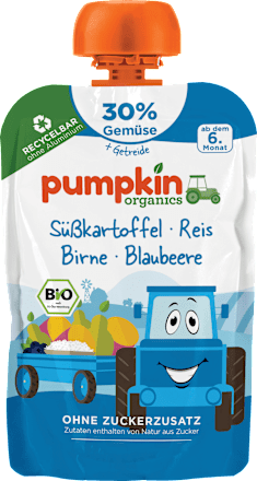 Quetschie Süßkartoffel, Reis, Birne & Blaubeere, ab 6 Monaten pumpkin organics