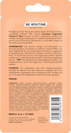 Augenpads Vitamin-C Glow Multipack (6 Paar) BE ROUTINE