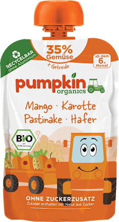 Quetschie Mango, Karotte, Pastinake & Hafer ab 6 Monaten pumpkin organics