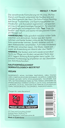 Fußmaske Socken mit Urea & Panthenol (1 Paar) BE ROUTINE