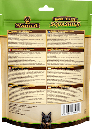 Hundeleckerli mit Wild & Süßkartoffel, dark forest Squashies  Wolfsblut