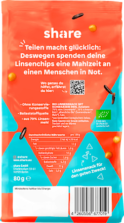 Linsenchips mit schwarzem Reis, gesalzen share