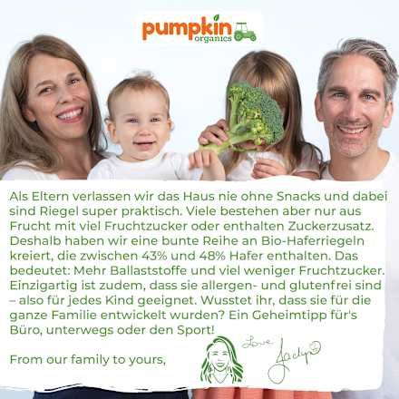 Fruchtriegel mit Hafer, Datteln & Kokosnuss ab 1 Jahr pumpkin organics