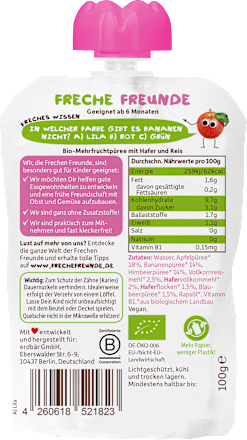 Quetschie Apfel, Banane, Himbeere & Blaubeere, ab 6 Monaten Freche Freunde