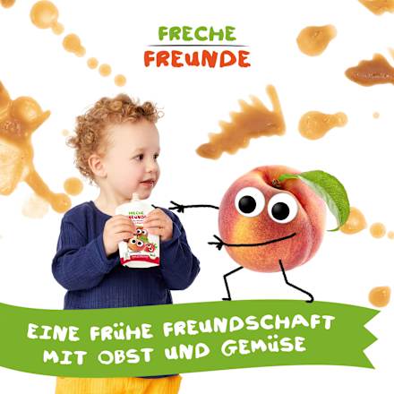 Quetschie Apfel, Pfirsich, Erdbeere & rote Traube, ab 6 Monaten Freche Freunde