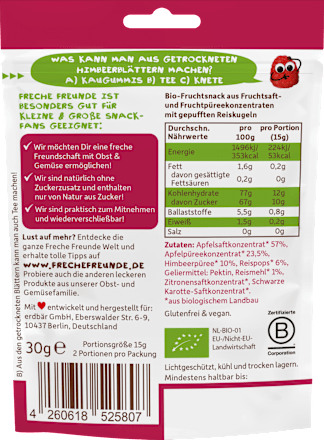 Fruchtgummi Apfel-Himbeere mit Reispops Freche Freunde