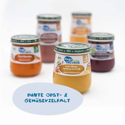 Frucht & Getreide Apfel, Mango, Aprikose mit Grieß ab dem 6.Monat  Freche Freunde
