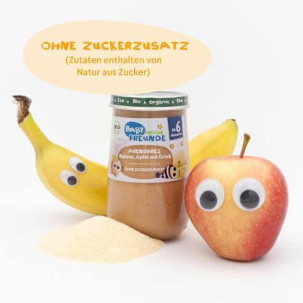 Abendbrei Banane, Apfel mit Grieß ab dem 6. Monat Freche Freunde