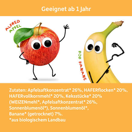 Fruchtriegel Hafer, Apfel & Banane mit Keksstückchen, ab 1 Jahr (3x23 g) Freche Freunde