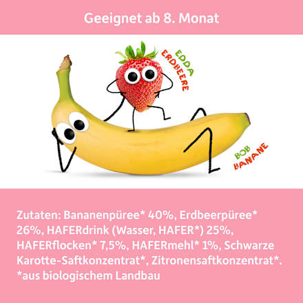 Bio Frühstücksbowl mit Banane, Erdbeere und Hafer Freche Freunde
