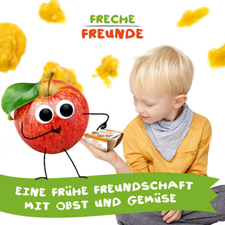 Bio Frühstücksbowl mit Mango, Apfel, Aprikose und Hafer Freche Freunde