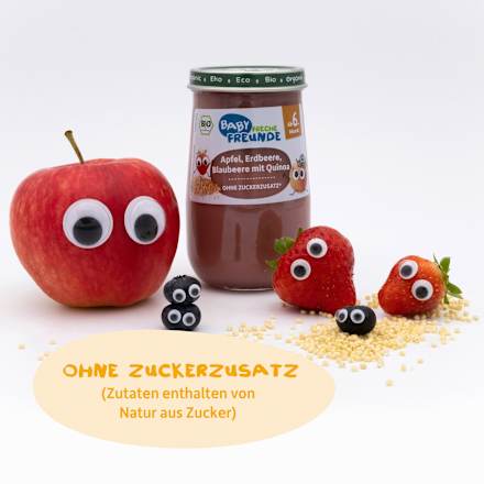 Frucht & Getreide mit Apfel, Erdbeere, Blaubeere und Quinoa Freche Freunde