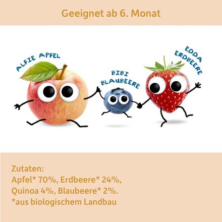 Frucht & Getreide mit Apfel, Erdbeere, Blaubeere und Quinoa Freche Freunde