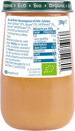 Früchte Aprikosen-Bananenpüree mit Hafer ab dem 8. Monat Freche Freunde