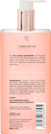 Flüssigseife Patchouli & Rose "I care for you" BE ROUTINE