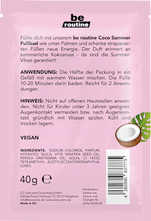 Belebendes Fußbad mit Kokosduft, coco summer BE ROUTINE