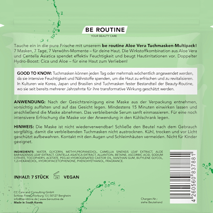 Tuchmasken Aloe Vera Multipack BE ROUTINE