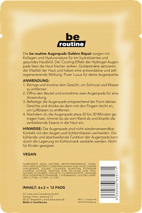 Augenpads Golden Repair (6 Paar) BE ROUTINE