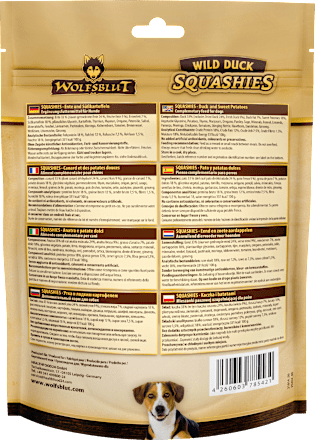 Hundeleckerli mit Ente & Süßkartoffel, wild duck Squashies Wolfsblut
