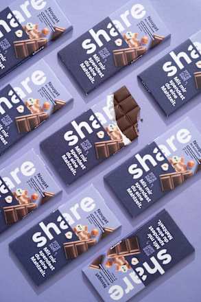 Schokolade, Nougat Edelbitter mit Nougatfüllung, vegan share