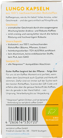 Kaffeekapseln Lungo earlybird coffee