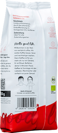 Kaffee, gemahlen, entkoffeiniert earlybird coffee