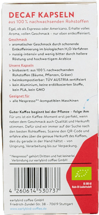 Kaffeekapseln Decaf, entkoffeiniert earlybird coffee