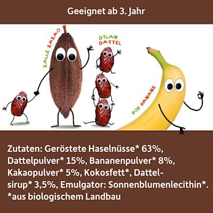 Haselnussmus Datteln, Banane & Kakao, ab 3 Jahren  Freche Freunde