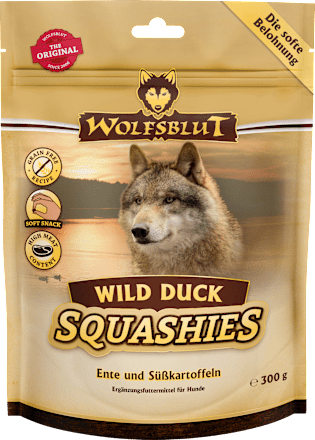 Hundeleckerli mit Ente & Süßkartoffel, wild duck Squashies Wolfsblut