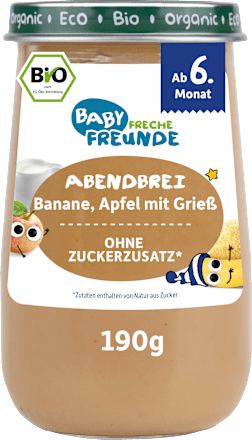 Abendbrei Banane, Apfel mit Grieß ab dem 6. Monat Freche Freunde