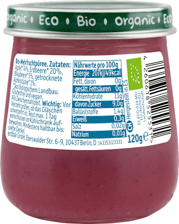 Früchte Apfel, Erdbeere und Blaubeere ab dem 6.Monat Freche Freunde