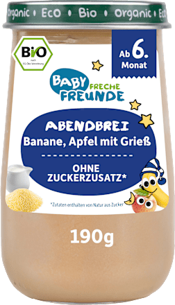 Abendbrei Banane, Apfel mit Grieß ab dem 6. Monat Freche Freunde