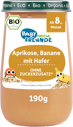 Früchte Aprikosen-Bananenpüree mit Hafer ab dem 8. Monat Freche Freunde