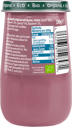 Frucht & Getreide mit Apfel, Erdbeere, Blaubeere und Quinoa Freche Freunde