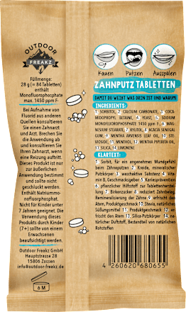 Zahnputztabletten mit Fluorid Outdoor Freakz