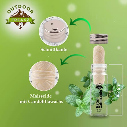Zahnseide Natur im Glasflakon Outdoor Freakz