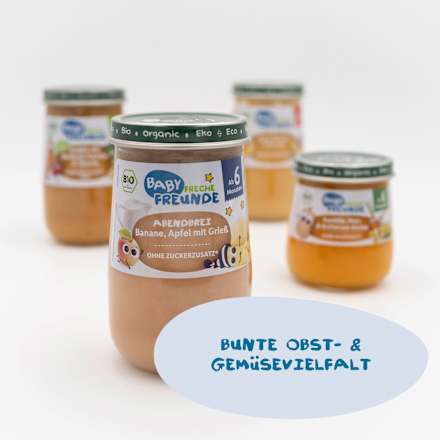 Abendbrei Banane, Apfel mit Grieß ab dem 6. Monat Freche Freunde