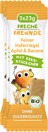 Fruchtriegel Hafer, Apfel & Banane mit Keksstückchen, ab 1 Jahr (3x23 g) Freche Freunde