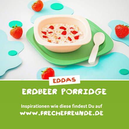 Bio Frühstücksbowl mit Banane, Erdbeere und Hafer Freche Freunde