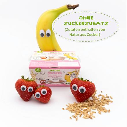 Bio Frühstücksbowl mit Banane, Erdbeere und Hafer Freche Freunde