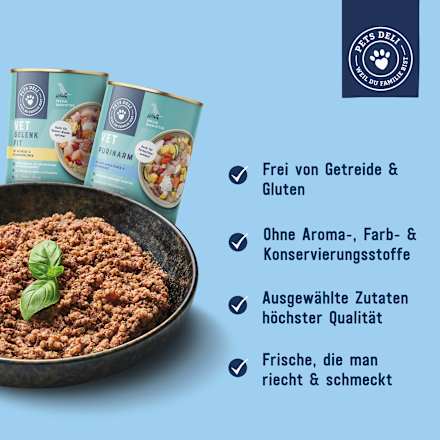 Nassfutter Hund mit Huhn & Kartoffeln, VET purinarm Pets Deli