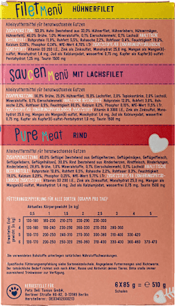 Nassfutter Katze Kitten mit Huhn, Lachs & Rind, Junior, Multipack (6x85 g) Pets Deli