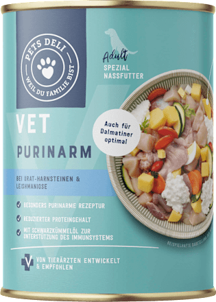 Nassfutter Hund mit Huhn & Kartoffeln, VET purinarm Pets Deli