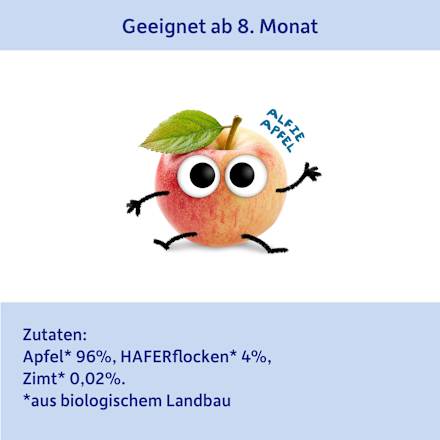 Abendbrei Apfel, Zimt mit Hafer, ab dem 8.Monat Freche Freunde