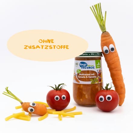 Menü Makkaroni mit Tomate & Karotte ab dem 8. Monat Freche Freunde
