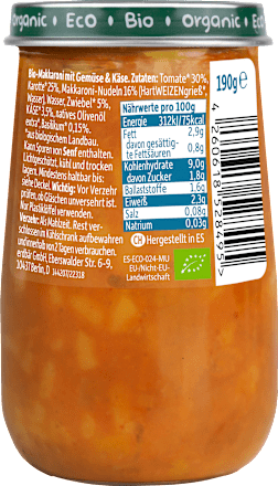 Menü Makkaroni mit Tomate & Karotte ab dem 8. Monat Freche Freunde