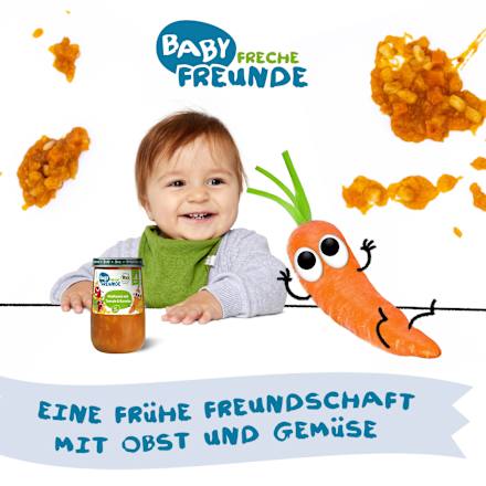 Menü Makkaroni mit Tomate & Karotte ab dem 8. Monat Freche Freunde