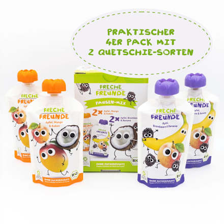 Quetschie Mix, ab 6 Monaten (4x100 g) Freche Freunde