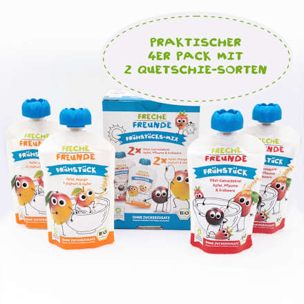 Quetschie Frühstücks-Mix, ab 10 Monaten (4x100 g) Freche Freunde