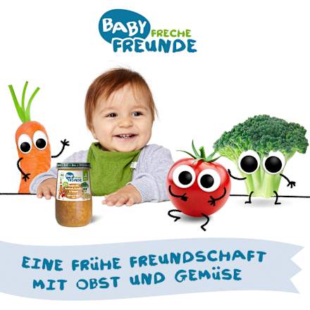 Kašica za bebe - pasta s brokulom, mrkvom i paradajzom, 8+ mj. Freche Freunde